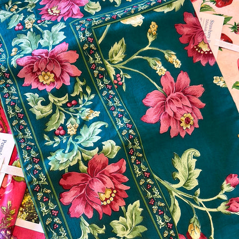 April Cornell Rosehip Tablecloth-Teal