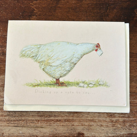 Patience Brewster Thank You Card-Chicken Picking