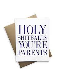 Tiramisu Paperie New Baby Card-Holy Shitballs, You're Parents