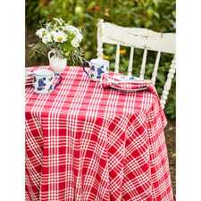 April Cornell Berry Plaid Tablecloth-Red