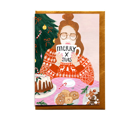 Reddish Design Christmas Card-Mug Girl