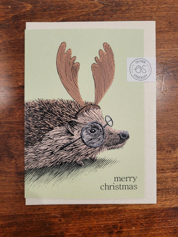 Oliver Stockley Christmas Card-Holiday Hedgehog
