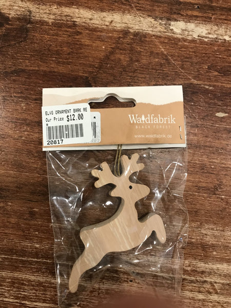 Waldfabrik Wooden Ornament-Bark Reindeer