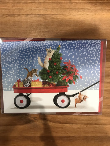 Allport Editions Winter Wagon Kittens Christmas Boxed Cards-Set of 10
