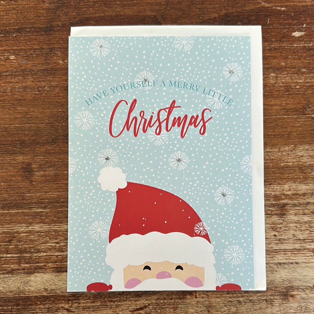 Designs By Maria Christmas Card-Merry Little Christmas Santa Glitter