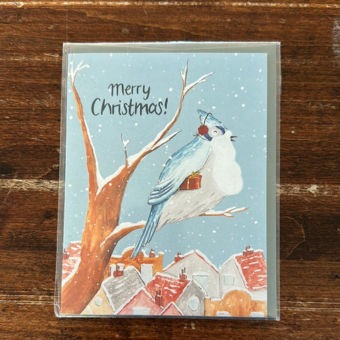 Brockton Village Christmas Card-Merry Christmas Blue Jay