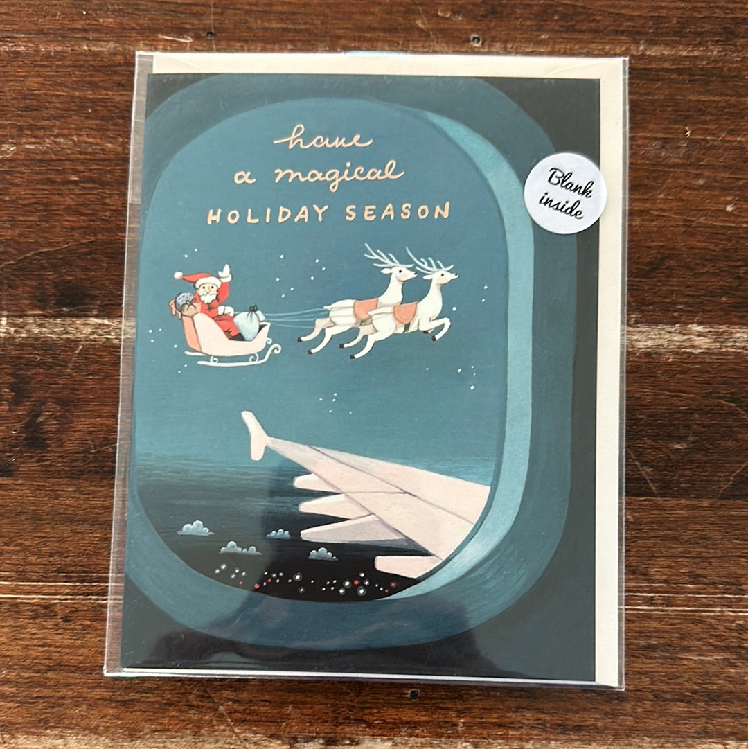 Joojoo Paper Holiday Card-Plane Window Santa