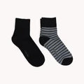 Pokoloko Striped-Solid Pima Socks-Pack of 2-Monochrome