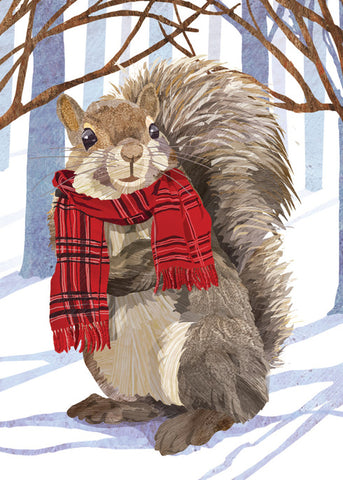Allport Editions Winter Squirrel In Scarf Holiday Card