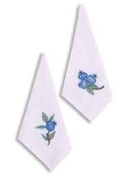 April Cornell Blueberry Embroidered Tea Napkins Set of 2-Blue