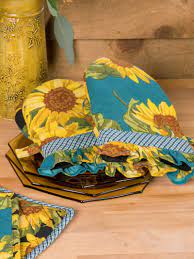 April Cornell Sunflower Patchwork Mini Mitt Set-Multi