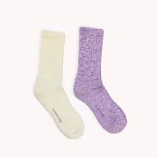 Pokoloko Scrunchie Pima Socks-Pack of 2-Lilac/Natural