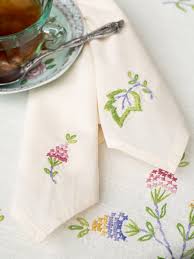April Cornell Blossom Toss Embroidered Tea Napkins Set of 20-Multi