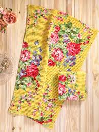 April Cornell Cottage Rose Tea Towel-Yellow