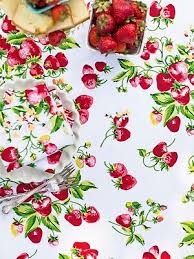 April Cornell Tablecloth Strawberry Basket-Ecru