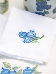 April Cornell Blueberry Embroidered Tea Napkins Set of 2-Blue