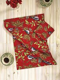 April Cornell Chickadee Tea Towel-Red