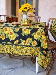 April Cornell Sunflower Valley Tablecloth-Black