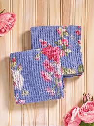 April Cornell Cottage Rose Tea Towel-Wedgewood Blue