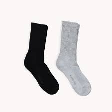 Pokoloko Scrunchie Pima Socks-Pack of 2-Black/Pewter