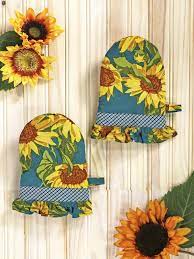 April Cornell Sunflower Patchwork Mini Mitt Set-Multi