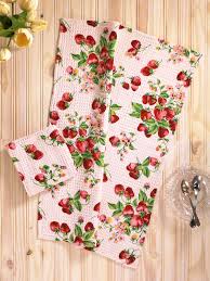 April Cornell Strawberry Basket Tea Towel-Sorbet