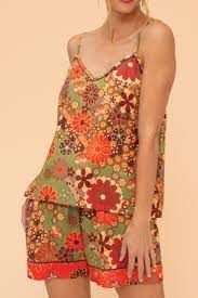 Powder Cami 70's Kaleidoscope Floral Pajamas in Sage