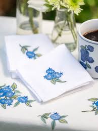 April Cornell Blueberry Embroidered Tea Napkins Set of 2-Blue