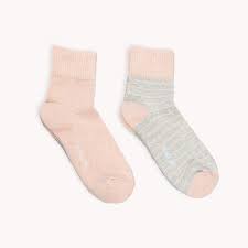 Pokoloko Striped-Solid Pima Socks-Pack of 2-Blush