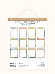 Orange Circle Studio 2024 Find Balance Bamboo Hanger Calendar