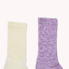 Pokoloko Scrunchie Pima Socks-Pack of 2-Lilac/Natural