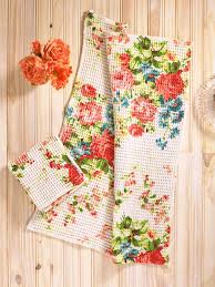 April Cornell Cottage Rose Tea Towel-White