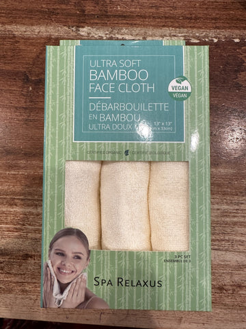 Relaxus Cotton/Bamboo Wash Cloth Set-Set of 3-Natural
