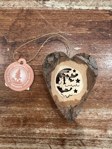 Waldfabrik Wooden Ornament-Heart Owls