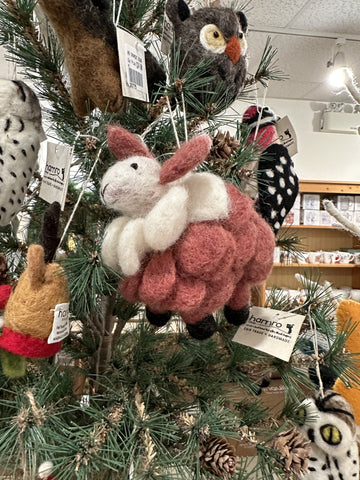 Hamro Village Fuzzy Llama Wool Ornament