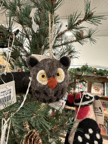 Hamro Village Jungle Owl Wool Ornament