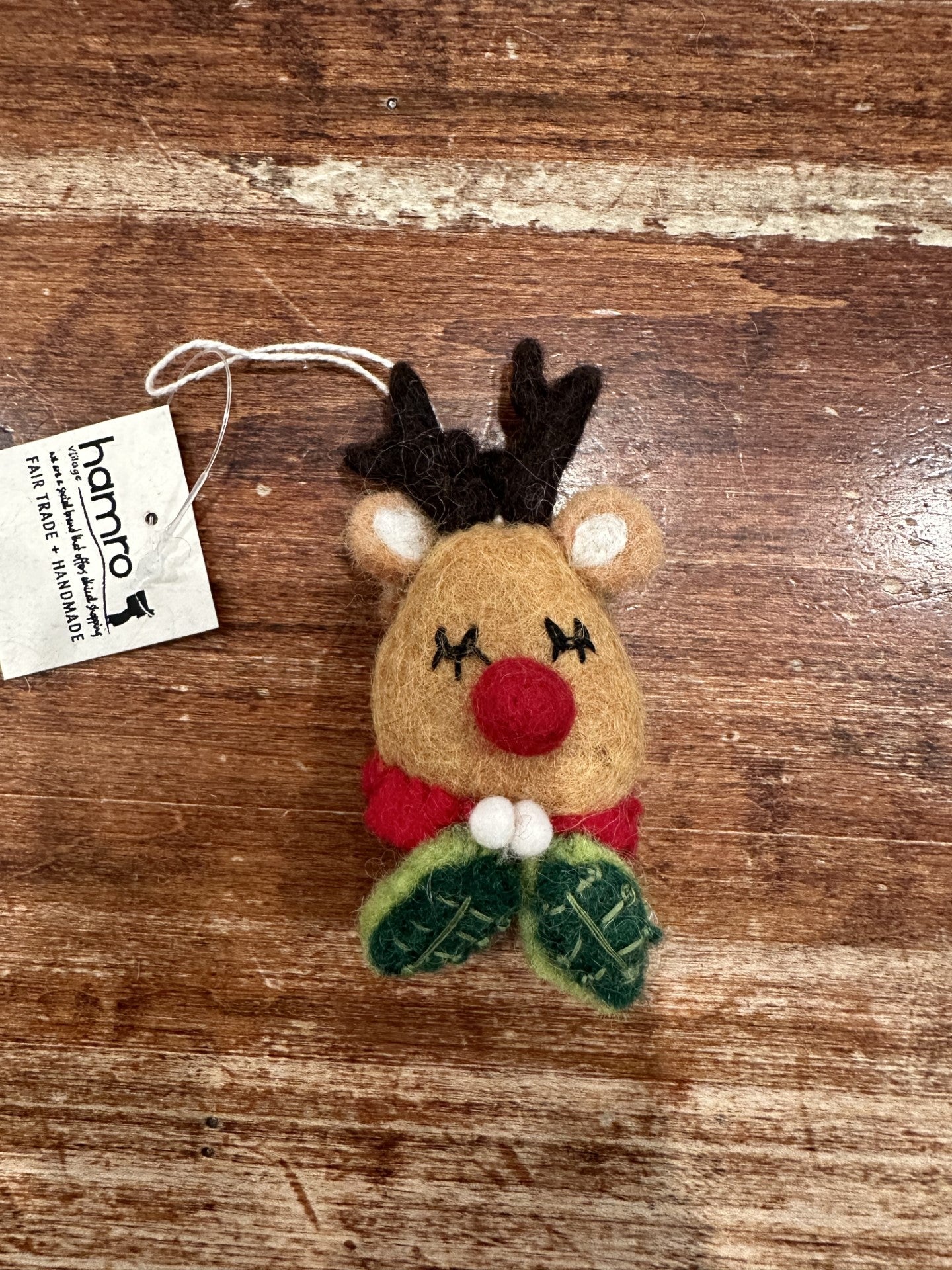 Hamro Village Rudolph Wool Ornament