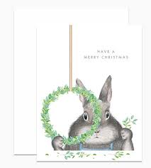 Dear Hancock Christmas Card-Bunny Making Wreath