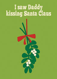 Calypso Christmas Card-Daddy Kissing