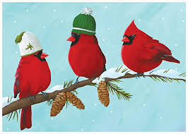 Allport Editions Christmas Card-3 Cardinal Hats