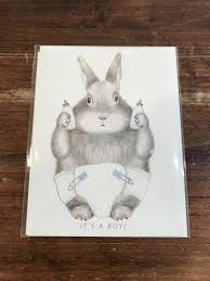 Dear Hancock Baby Card-New Baby Boy Bunny