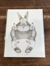 Dear Hancock Baby Card-New Baby Girl Bunny