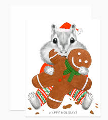 Dear Hancock Holiday Card-Chipmunk Eating Gingerbread