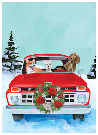 Allport Editions Christmas Card-Dog Car
