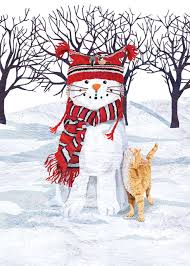 Allport Editions Holiday Card-Cat Snowman