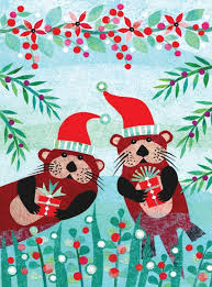 Allport Editions Christmas Card-Otter Buddies