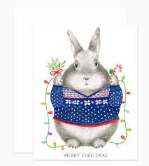 Dear Hancock Christmas Card-Bunny Christmas Sweater