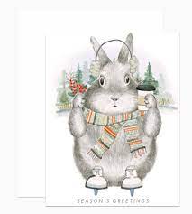 Dear Hancock Holiday Card-Ice Skating Bunny