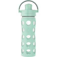 Lifefactory 16 ounce/475ml Glass Water Bottle-Active Flip Cap
