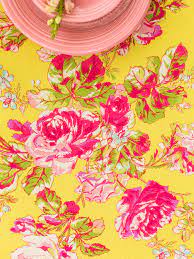 April Cornell Victorian Rose Outdoor Tablecloth-Yellow